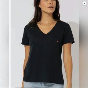 Sub_Urban Riot Black V-Neck Pocket Tee with Embroidered Red Heart (Medium)
